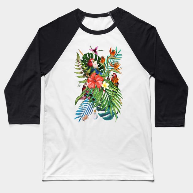 Mysterious Tropical (black) Baseball T-Shirt by BessoChicca